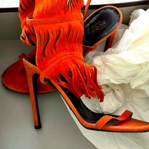 GUCCI Orange Sand Pelle S Cuoio Sandals